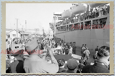 WW2 CHINA SHIP CRUISE PORT TERMINAL USA AMERICA FLAG Vintage Photo A29 中国旧老照片