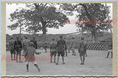 WW2 CHINA SHANGHAI ARMY SOLDIER SCOUT BOY VOLLEYBALL Vintage Photo 中国上海老照片 385