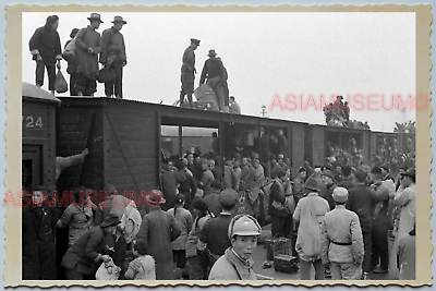 WW2 CHINA NANKING SHANGHAI RAILWAY TRAIN ARMY SOLDIER Vintage Photo A49 中国旧老照片