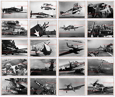 255pcs WW2 USA Grumman F6F Hellcat Aircraft Carrier NAVY MARINE Vintage Photo