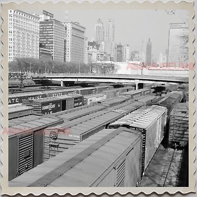 40s USA America CHICAGO TRAIN RAILROAD RAILWAY CARGO Vintage Photograph S8225