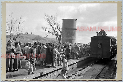 WW2 CHINA SHANGHAI RAILWAY LOCOMOTIVE TRAIN SOLDIER Vintage Photo A84 中国旧老照片