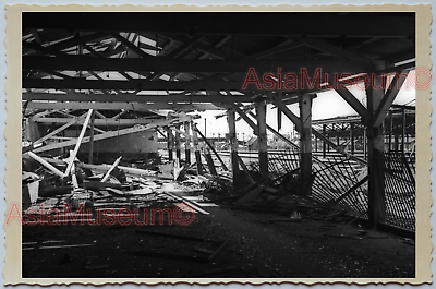 WW2 CHINA SHANGHAI JAPAN BOMBED RAILWAY TRAIN STATION Vintage Photo 中国上海老照片 345