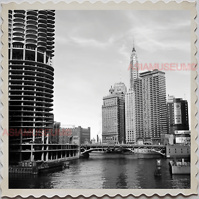 40s USA America CHICAGO Marina City Towers River Vintage Old Photograph S8125