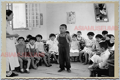 WW2 CHINA NANKING BOY GIRL CHILDREN CLASSROOM STUDY Vintage Photo A20 中国旧老照片