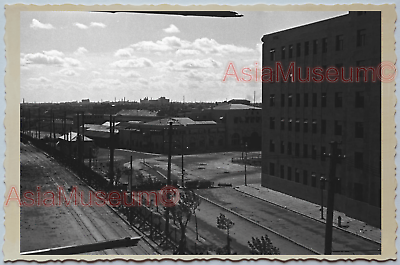 WW2 CHINA SHANGHAI BARRICADED STREET ROAD ANTI JAPAN Vintage Photo 中国上海老照片 348