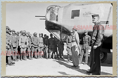 WW2 CHINA SHANGHAI PLANE AIRCRAFT ARMY SOLDIER PILOT Vintage Photo A1022 中国旧老照片