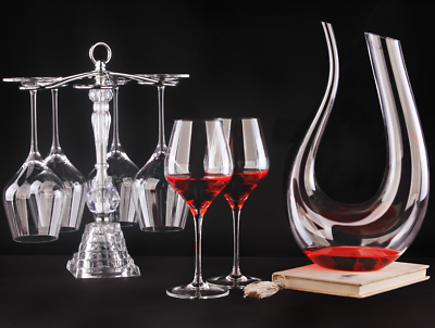 Authentic Set Crystal Decanter 6 Red Wine Glass Bohemia European Modern Style