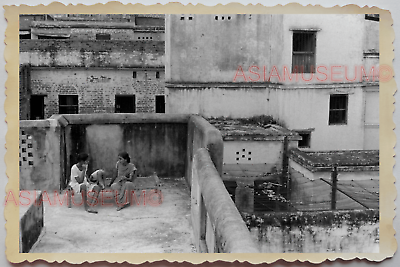 40s Women Lady Building Rooftop Children Man Boy War  B&W Vintage INDIA Photo #6