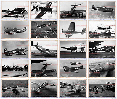 255pcs WW2 USA Grumman F6F Hellcat Aircraft Carrier NAVY MARINE Vintage Photo