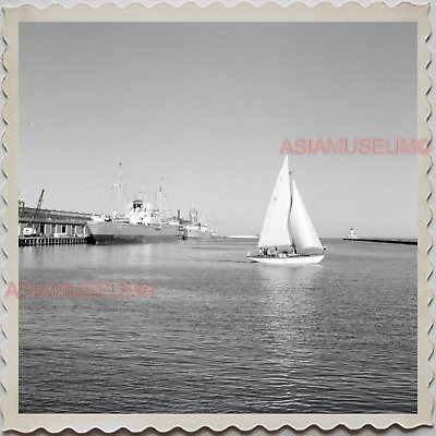 40s USA America CHICAGO PIER SAIL BOAT HARBOR SHIP Vintage Old Photograph S8137