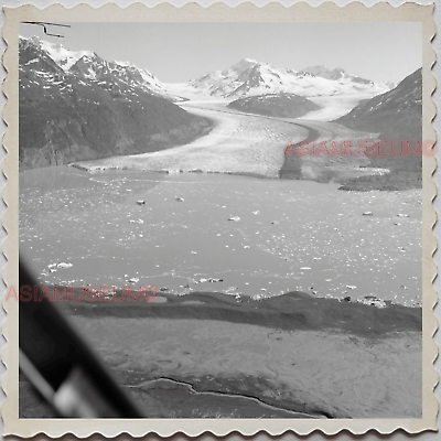 40s USA America ALASKA  Aerial View GLASIER B&W Vintage Old Photograph S7585