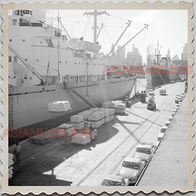 40s CHICAGO NAVY PIER SHIP FREIGHT CARGO WW2 USA CAR PORT Vintage Photo S9324