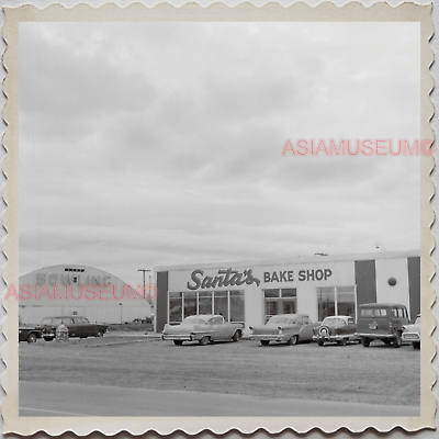 40s USA ALASKA FAIRBANKS BAKERY SHOP CAR PARKING SANTA  Vintage Photograpg S7614