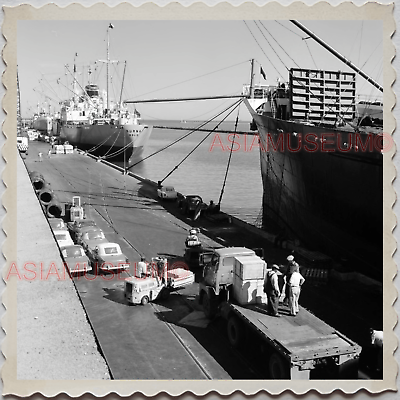 40s UNITED STATES CHICAGO Ship Freight CAR NAVY PIER MAN USA Vintage Photo S8658