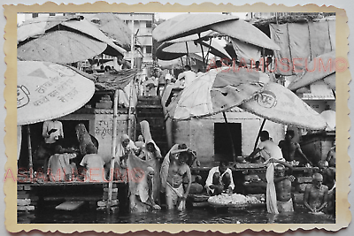 40s PORTRAIT River Devotee BOMBAY Gay Topless Man B&W Vintage INDIA Photo 362