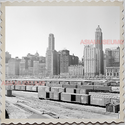 40s USA America CHICAGO TRAIN DOWNTOWN RAILROAD STATE Vintage Photograph S8196