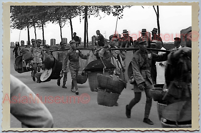 WW2 CHINA SHANGHAI STREET SOLDIER ARMY VILLAGE MARCH Vintage Photo 中国上海老照片 365