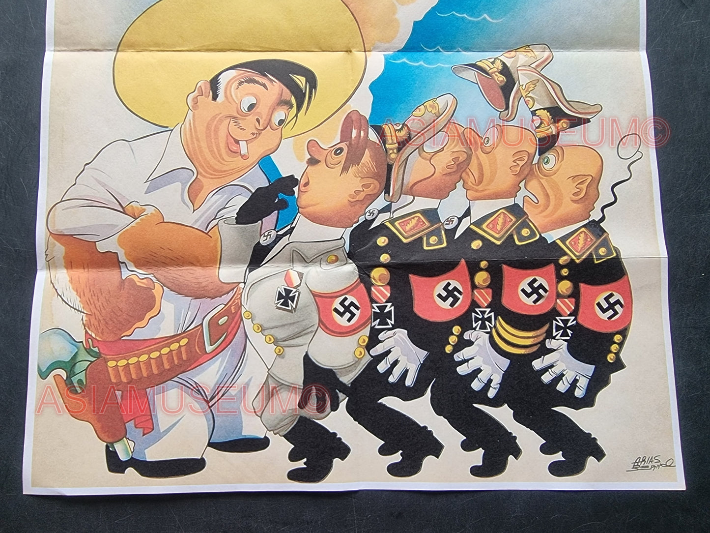 1941 WW2 GERMANY NAZI HITLER CARICATURE MUSSOLINI TOJO MEXICO PROPAGANDA WAR POSTER