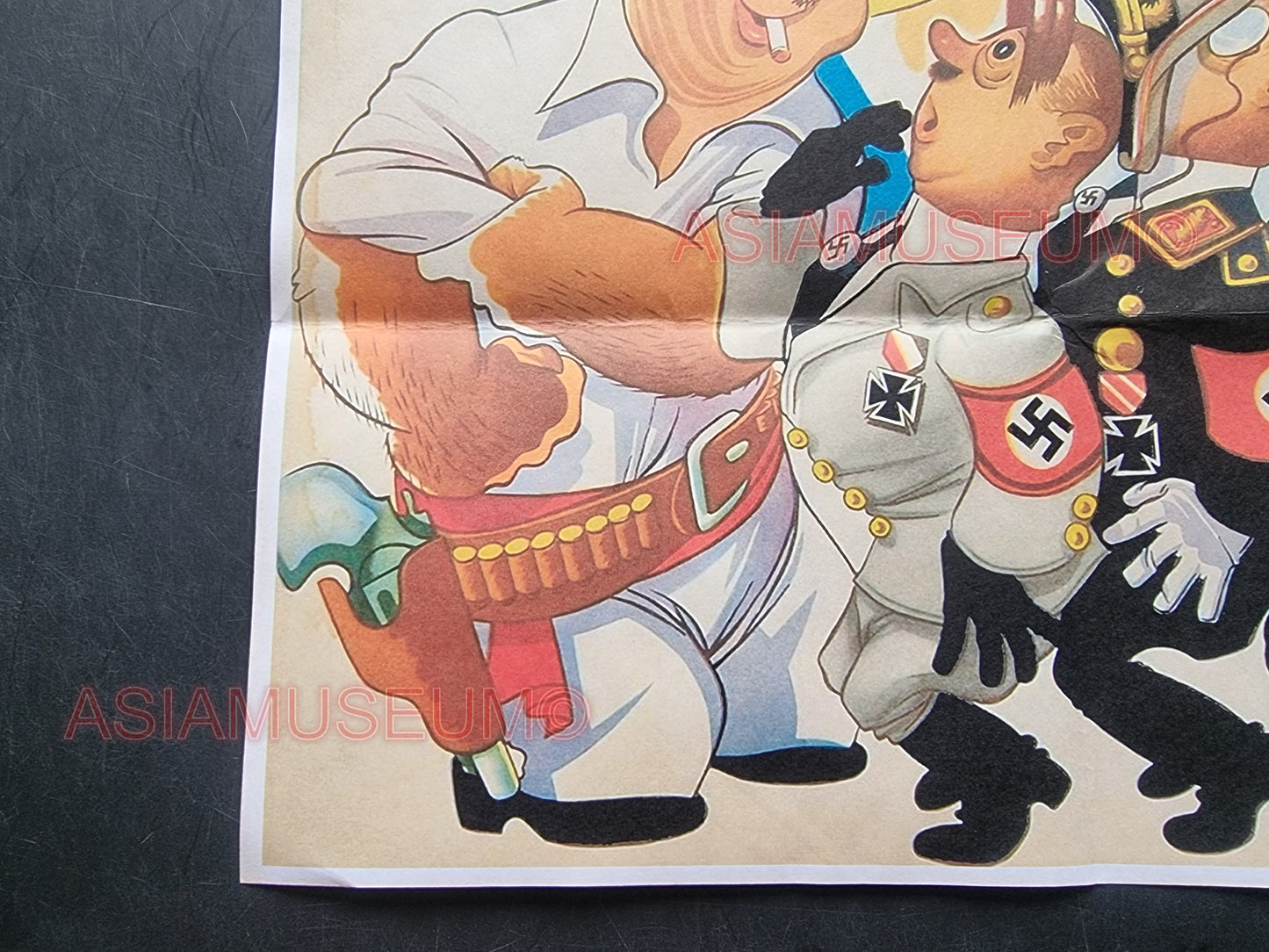 1941 WW2 GERMANY NAZI HITLER CARICATURE MUSSOLINI TOJO MEXICO PROPAGANDA WAR POSTER