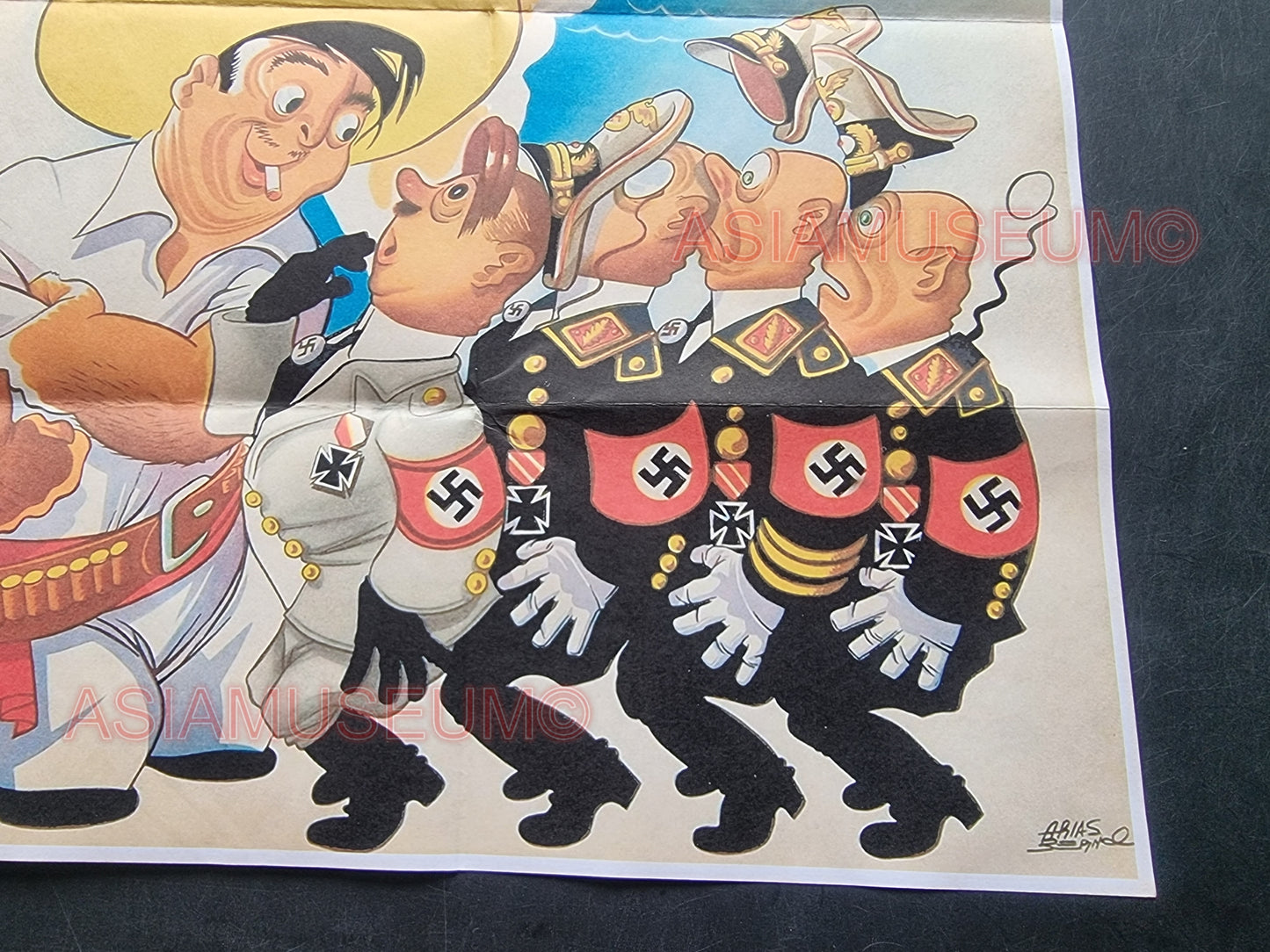 1941 WW2 GERMANY NAZI HITLER CARICATURE MUSSOLINI TOJO MEXICO PROPAGANDA WAR POSTER