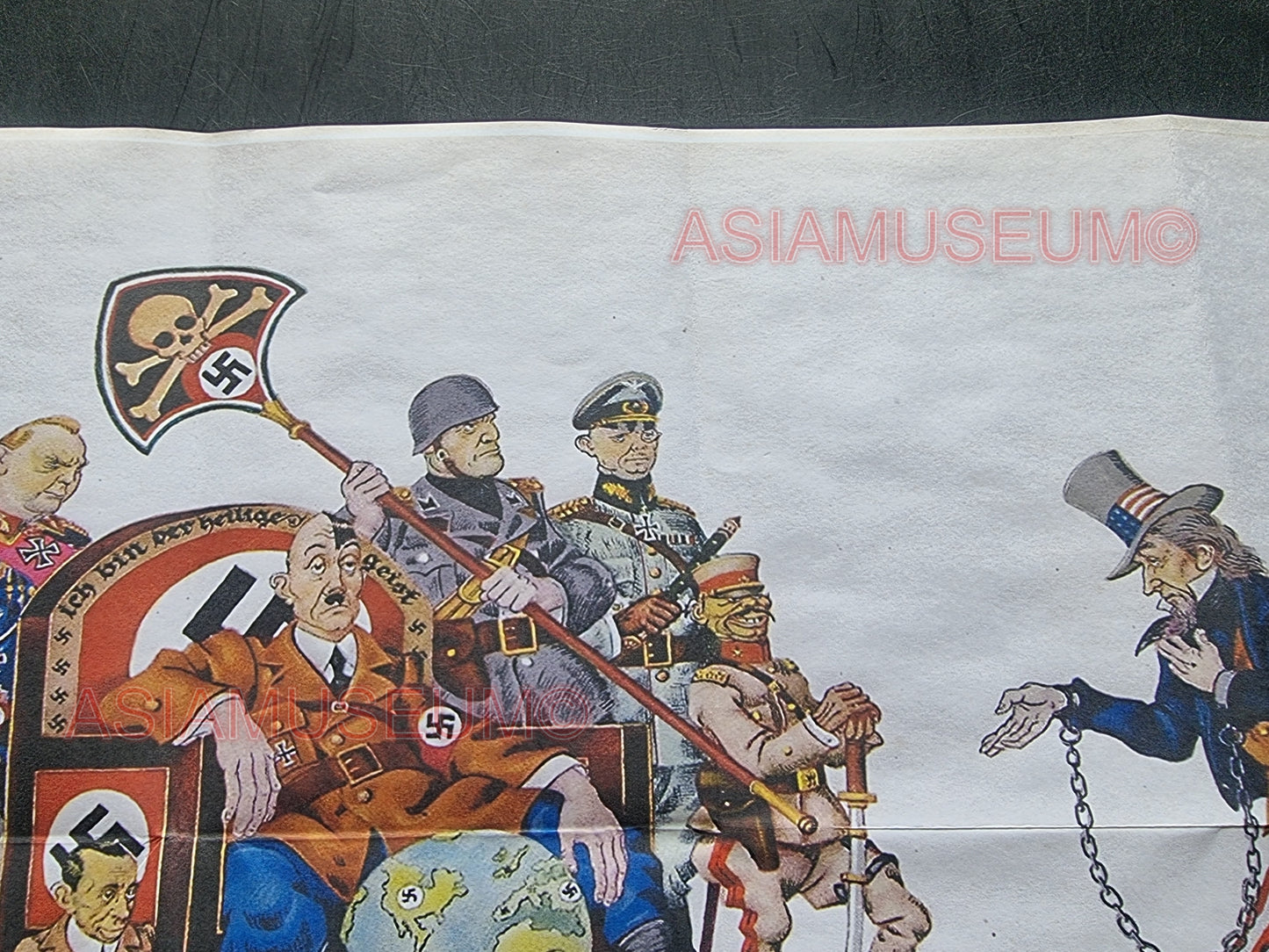 1941 WW2 GERMANY NAZI HITLER CARICATURE MUSSOLINI TOJO USA PROPAGANDA WAR POSTER