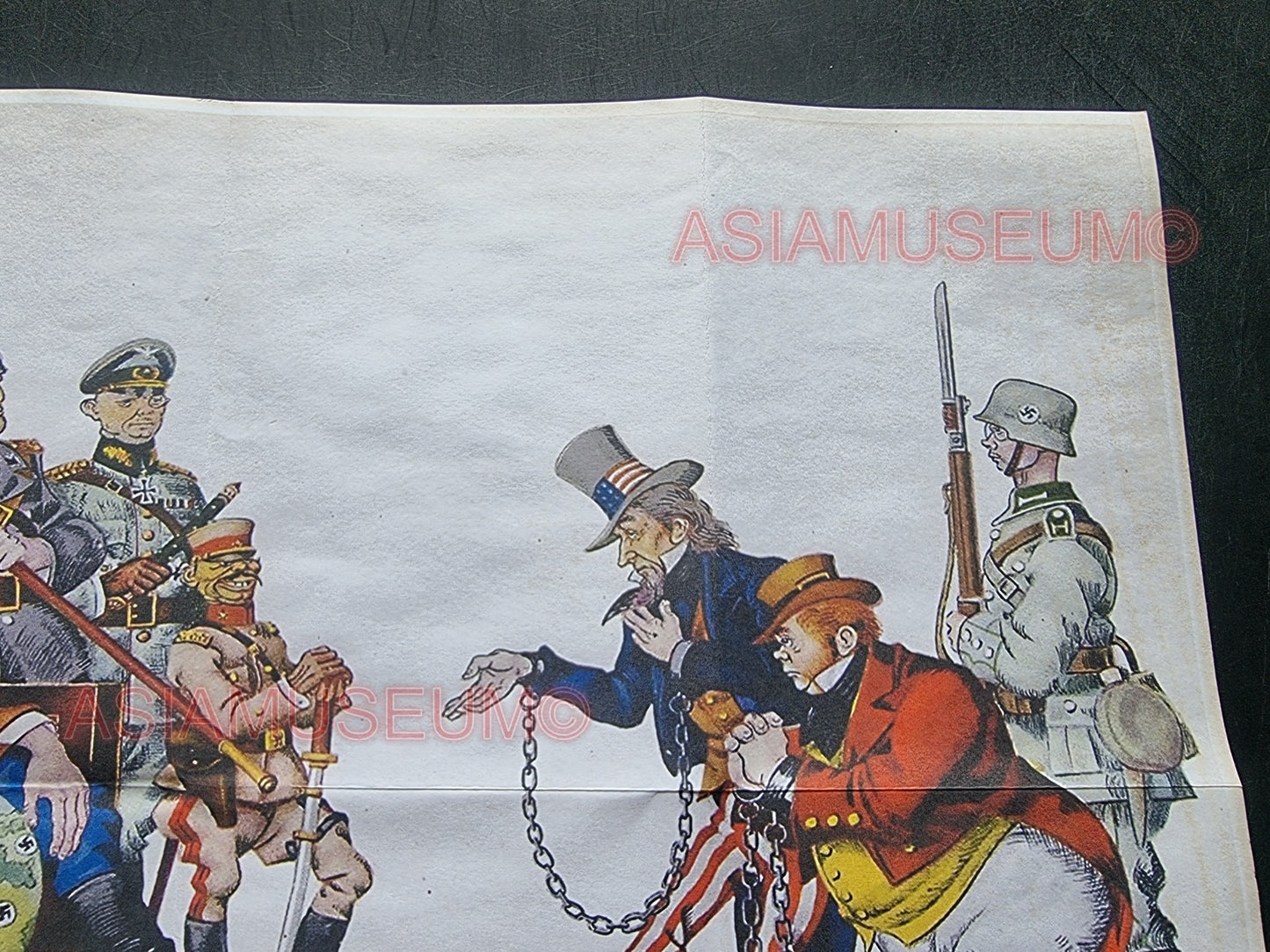 1941 WW2 GERMANY NAZI HITLER CARICATURE MUSSOLINI TOJO USA PROPAGANDA WAR POSTER