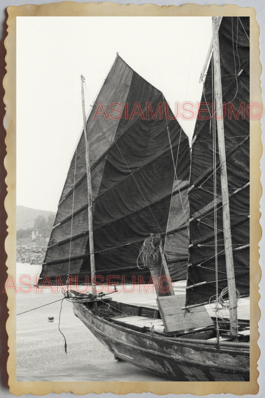 40s Vietnam HAIPHONG HA LONG BAY SAIL BOAT JUNK BEACH SEA  Vintage Photo 04226