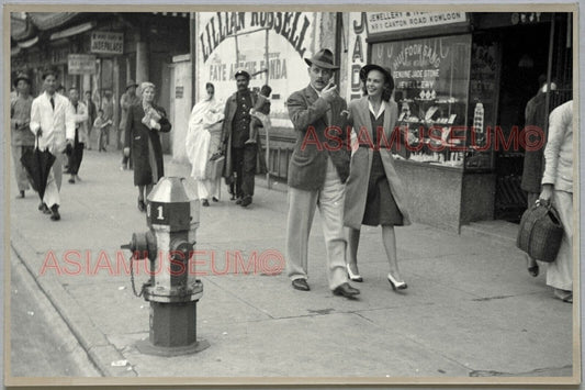 40s Central Street Lady Women Shopping Hong Kong Vintage Photo Postcard RPPC 372