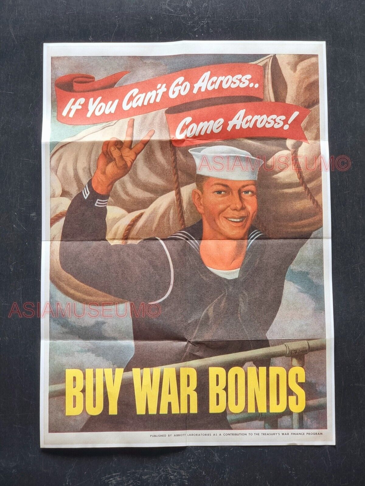 1944 WW2 USA AMERICA BUY WAR DEFENSE BONDS SAILOR NAVY SOLDIER PROPAGANDA POSTER