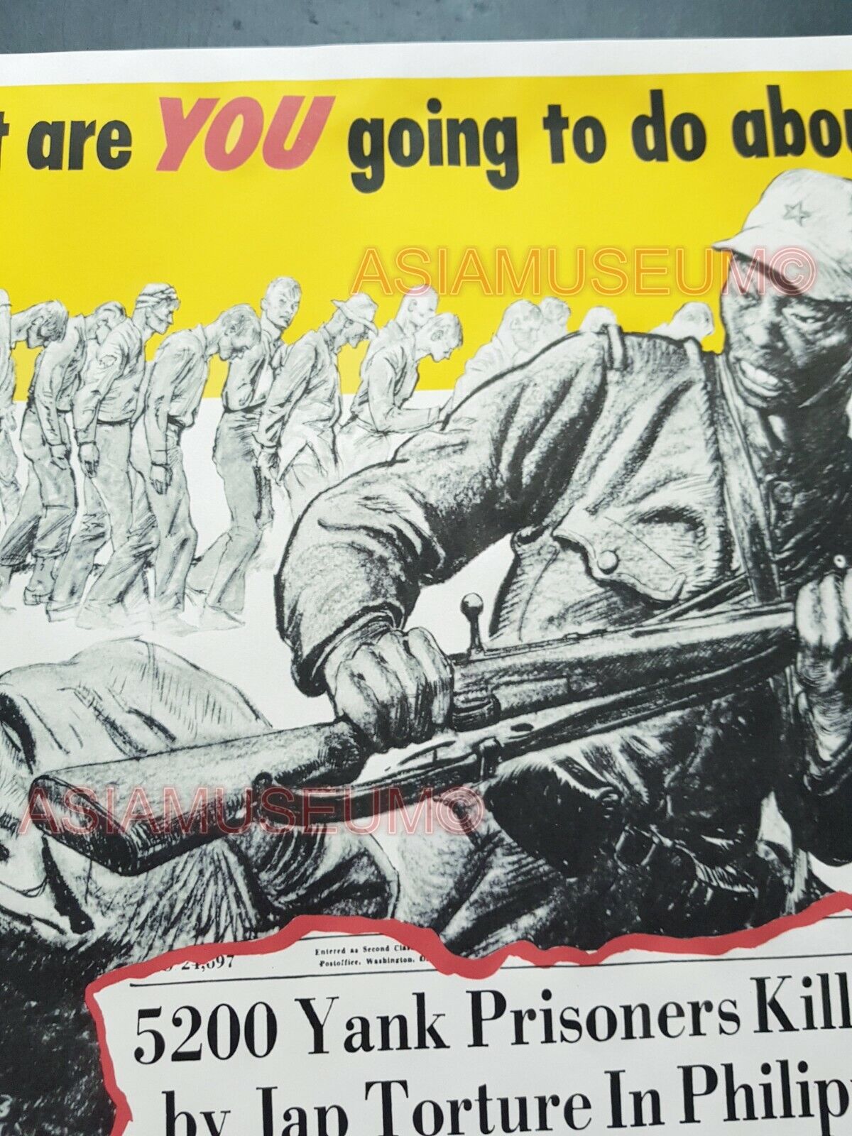 1943 USA JAPAN ARMY SOLDIER BATAAN DEATH MARCH PHILIPPINES WAR PROPAGANDA POSTER