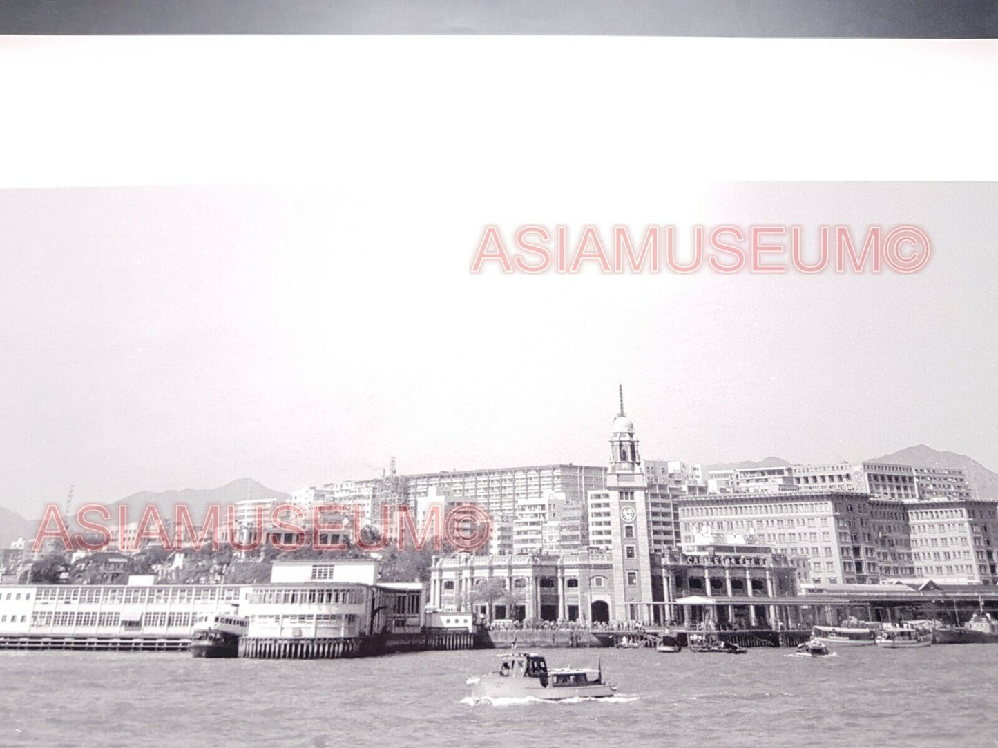 40's Large HONG KONG STAR FERRY TERMINAL KOWLOON CLOCK TOWER Vintage Photo 香港老照片