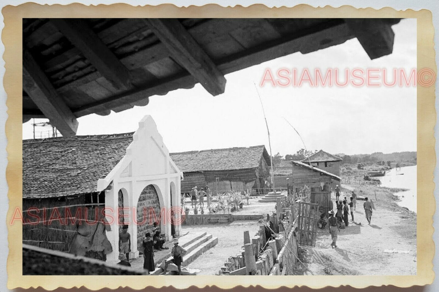 50s Vietnam SAIGON FRENCH COLONIAL CHURCH VILLAGE BUILDING  Vintage Photo 1729