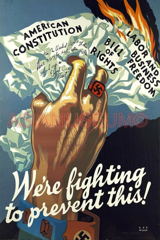 1940 WW2 USA AMERICA ALLIES EUROPE CONSTITUTION FREEDOM WAR PROPAGANDA Postcard