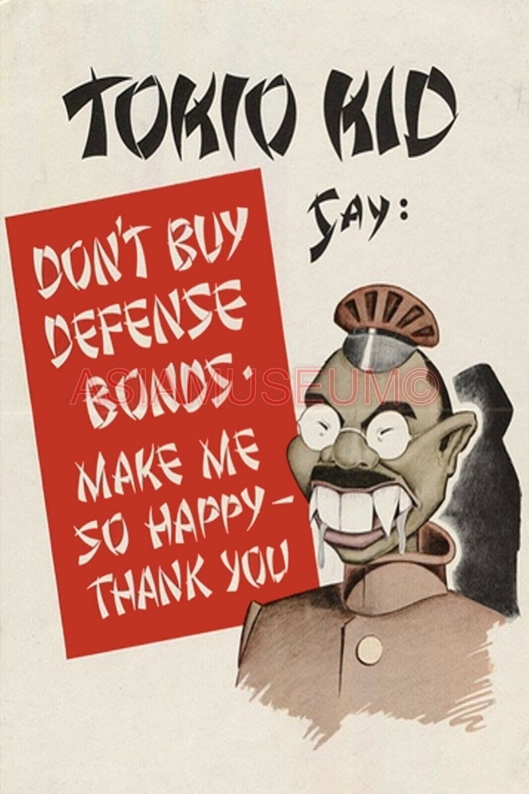 1939 WW2 USA UNITED STATES JAPAN TOKIO KID DEFENSE BONDS WAR PROPAGANDA Postcard