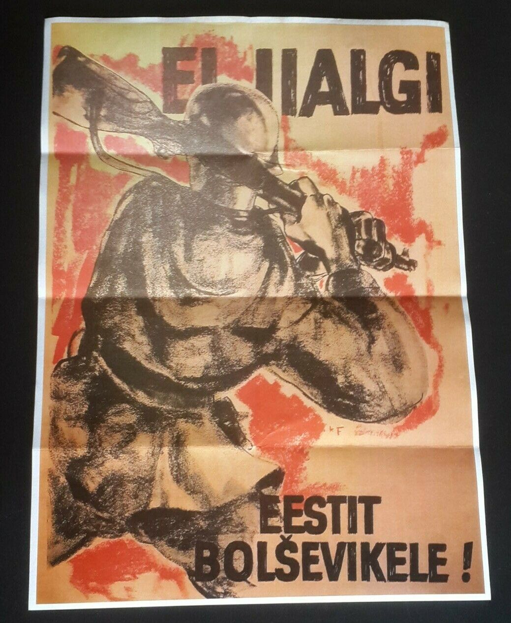 1943 WWii USSR SOVIET UNION D-DAY FIGHT WAR RIFLE ARMY SOLDIER PROPAGANDA POSTER