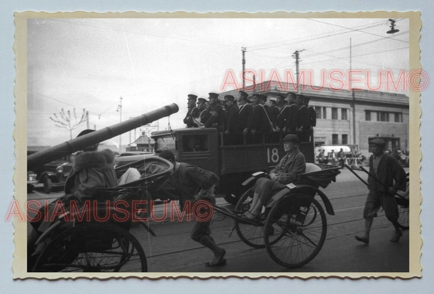 1940s JAPANESE ARMY SAILOR TRUCK B&W Vintage China Shanghai Photo #3201 中国上海老照片