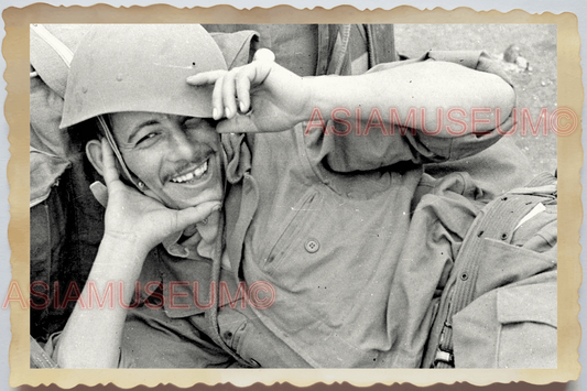 40s WW2 Vietnam FRANCE INDOCHINA ARMY SMILING PORTRAIT OLD Vintage Photo 25840