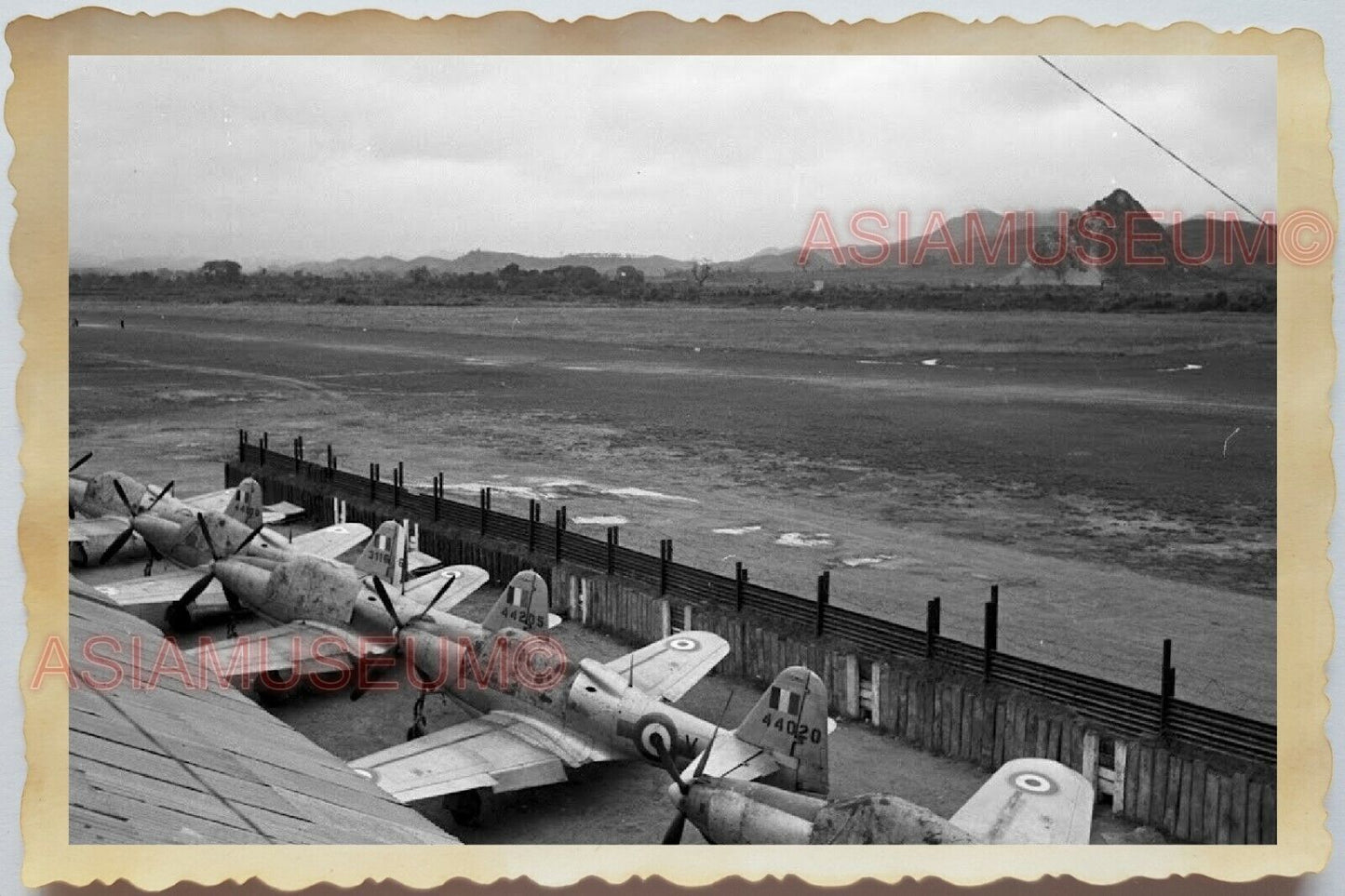 50s Vietnam SAIGON AIRCRAFT PLANE AIRFIELD WAR MOUNTAIN  Vintage Photo #1599