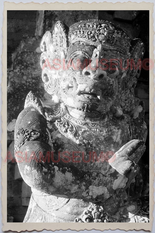 60s PHILIPPINES MANILA STONE ROCK TEMPLE STATUE MASK GOD ww2 Vintage Photo 30039