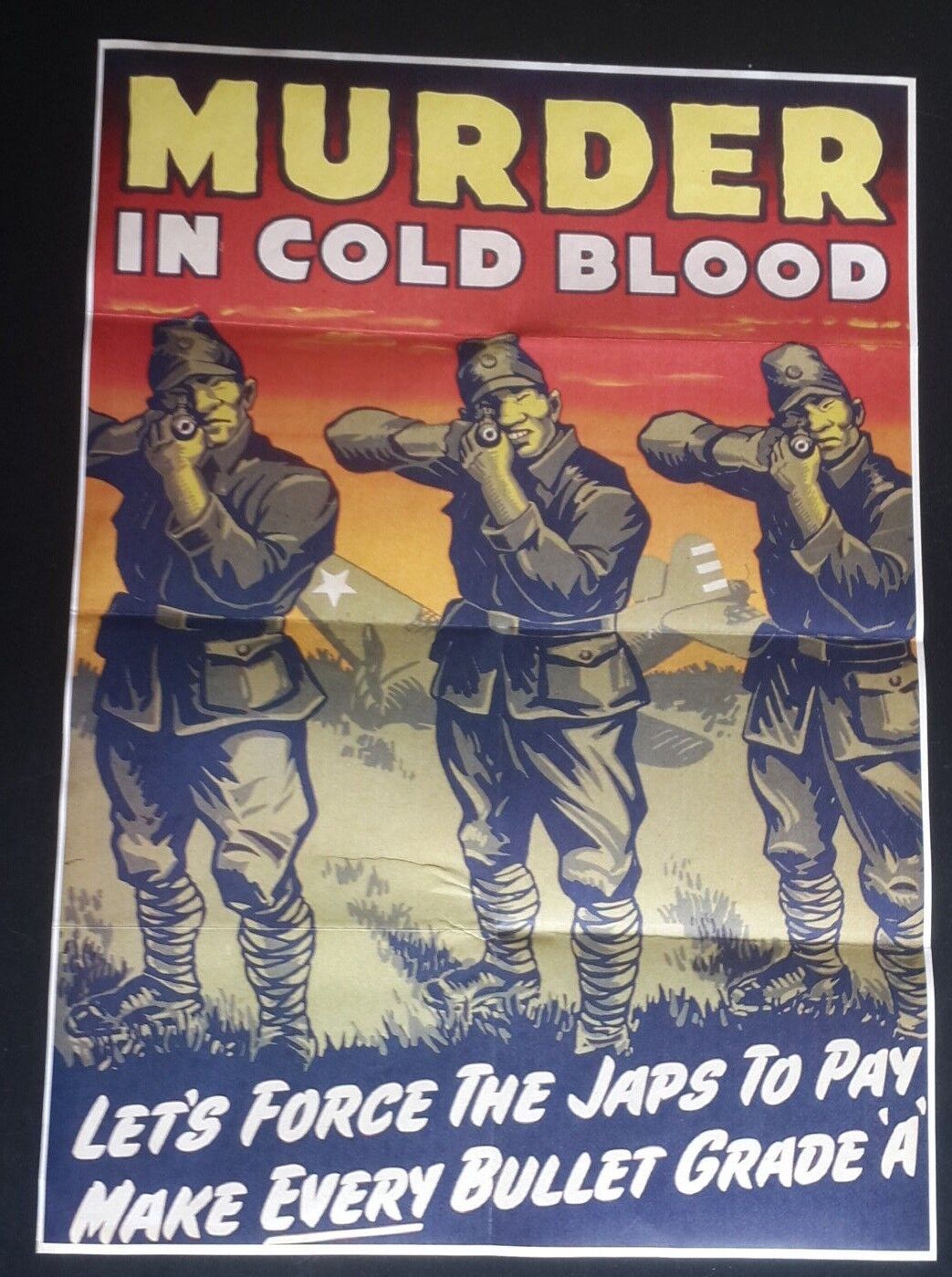 1941 WW2 USA AMERICA PACIFIC WAR ANTI JAPAN ARMY RIFLE PLANE PROPAGANDA POSTER