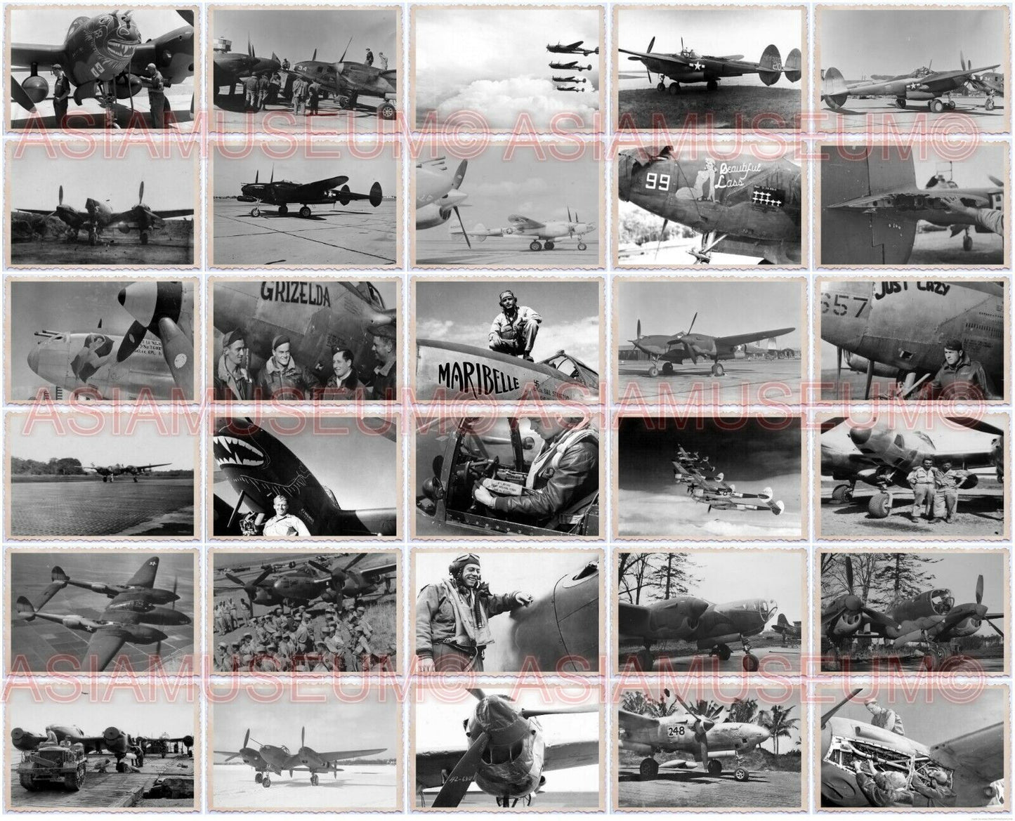 341pcs WW2 USA P-38 P38 Aircraft Plane Fighter Carrier Navy Pilot Vintage Photo