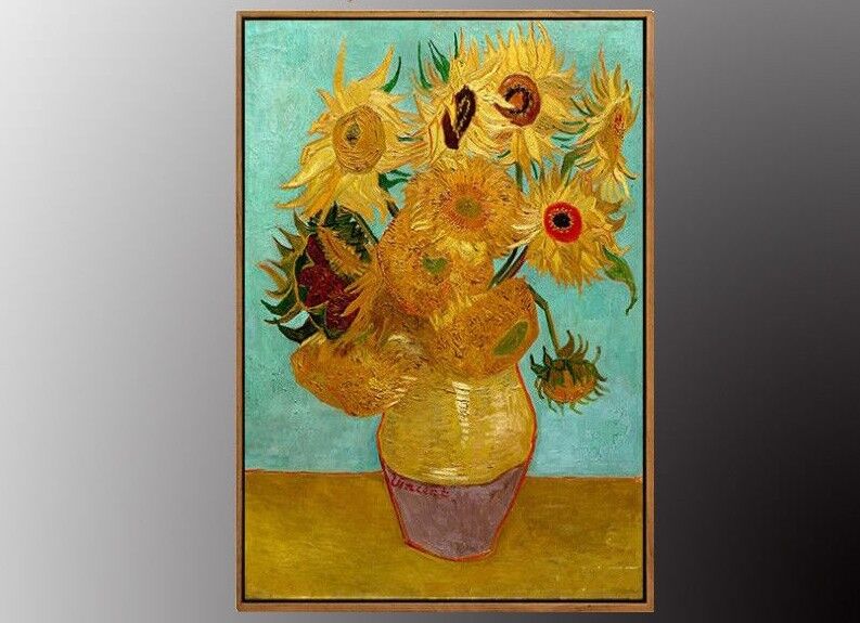 VAN GOGH Vase with Twelve Sunflowers Art Print 50 x70cm WITH vintage Gold FRAME