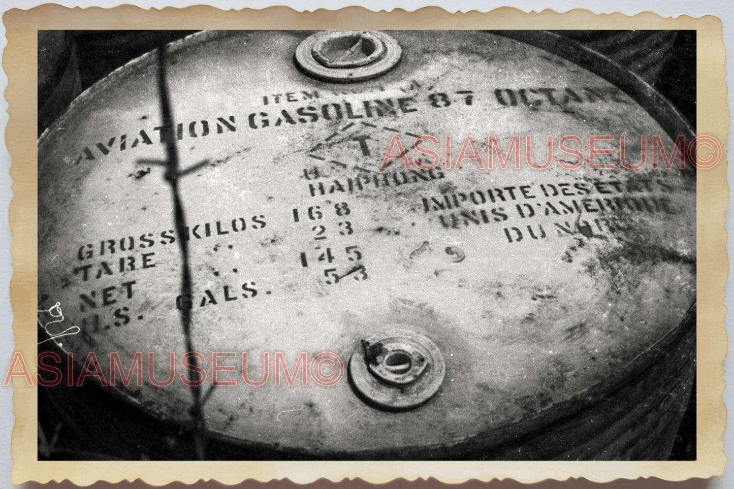 40s WW2 Vietnam AMERICA TEXACO COMPANY OIL BARREL GASOLINE Vintage Photo 23706