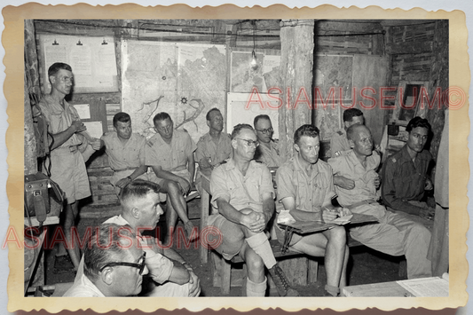 40s WW2 Vietnam FRENCH MILITARY PLANE COMMANDER MEETING WAR Vintage Photo 30116