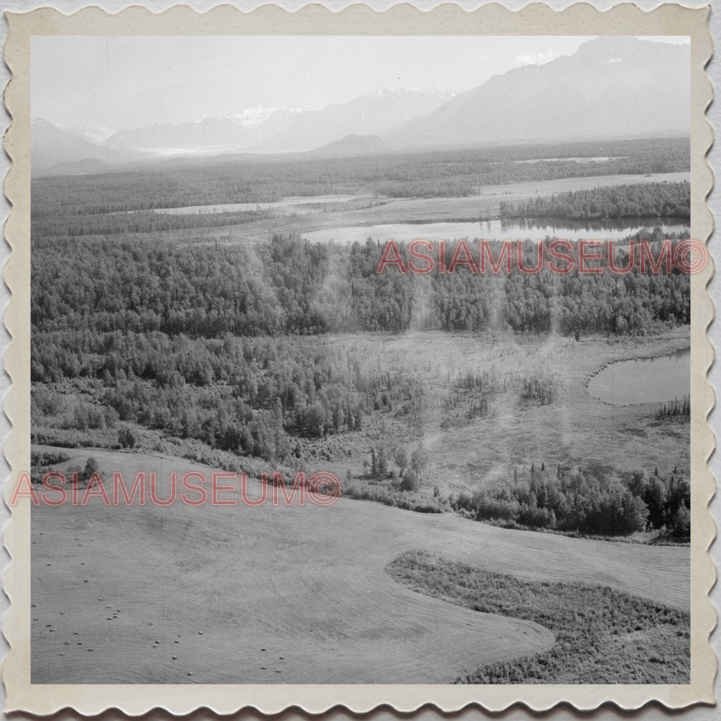 50s PALMER CITY Matanuska-Susitna ALASKA AERIAL VIEW  VINTAGE USA Photo 11060