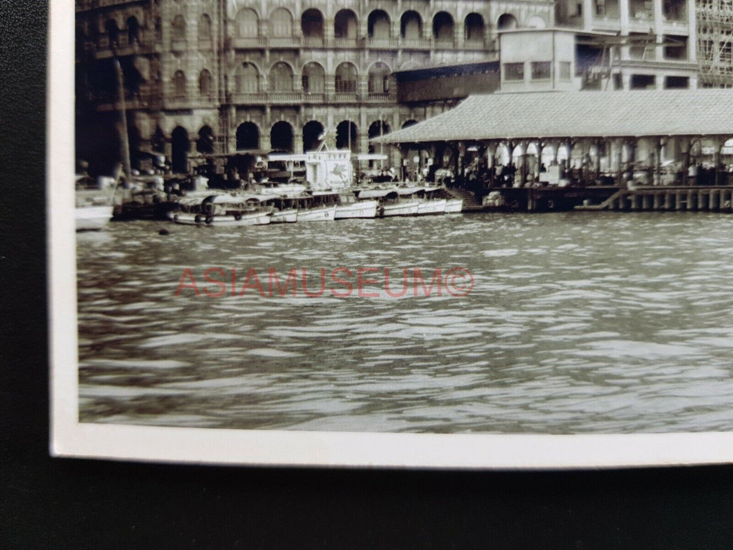 Harbor Jetty Ferry Terminal Omega Vintage Old Hong Kong Photo Postcard RPPC 2922