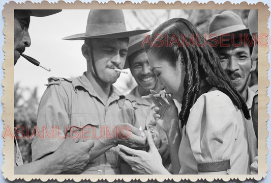 WW2 Oriental Women Lady Dress Cigarette Army India Vintage Singapore Photo 17532