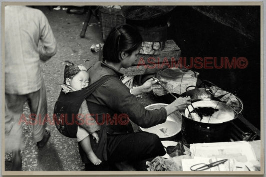 40's Market Street Scene Women Baby Hong Kong Vintage Photo Postcard RPPC #245