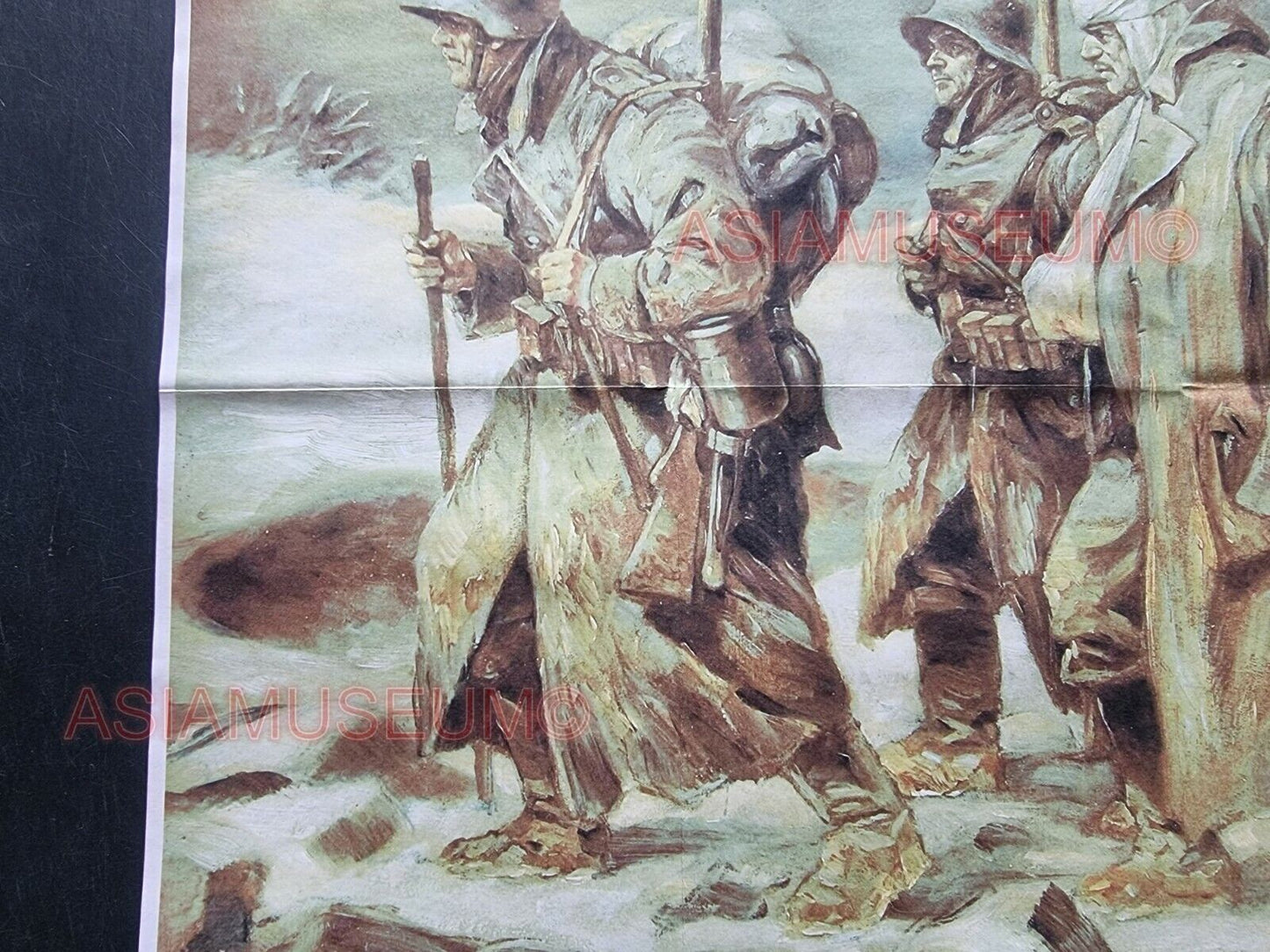 1942 WW2 USA AMERICA ARMY SOLDIER ART PAINTING WINTER SNOW WAR PROPAGANDA POSTER